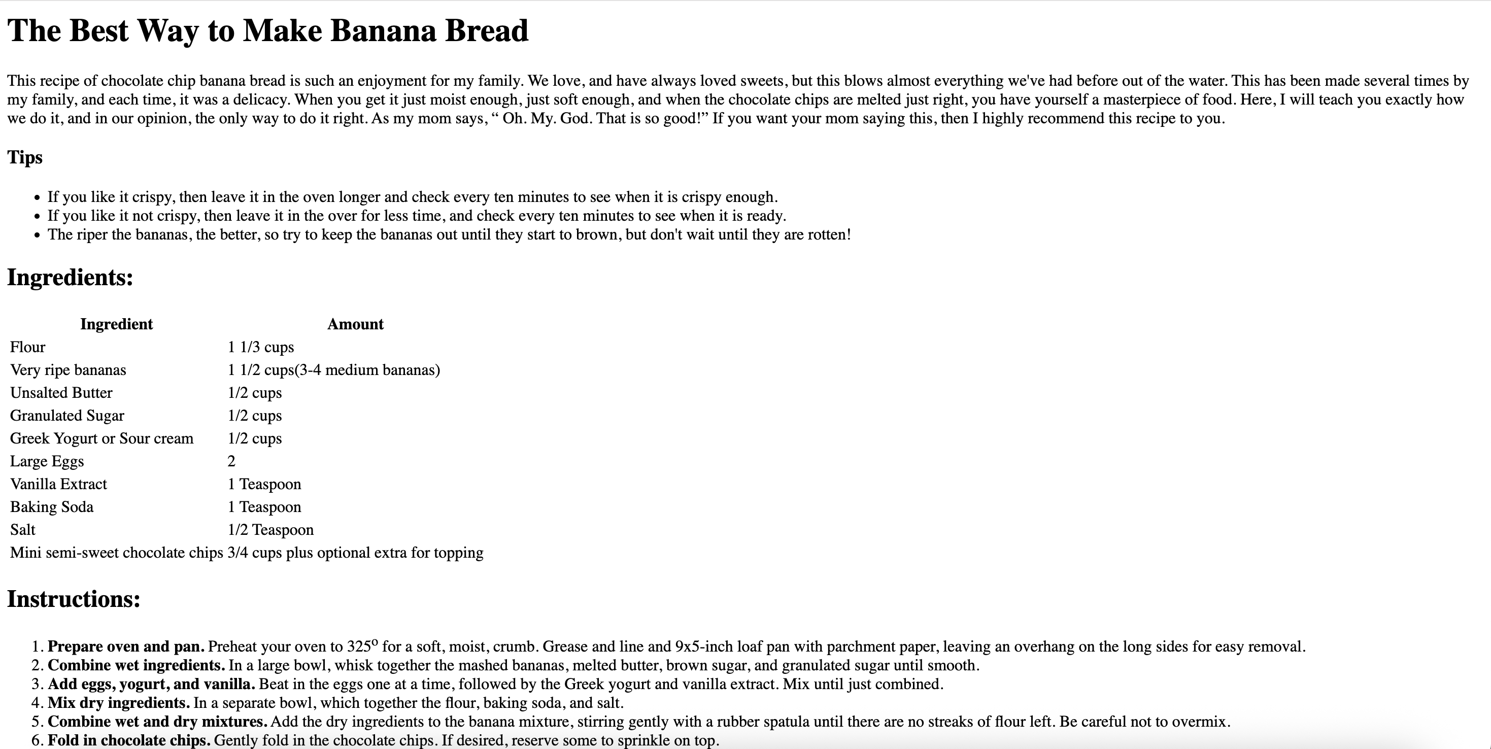 recipe project